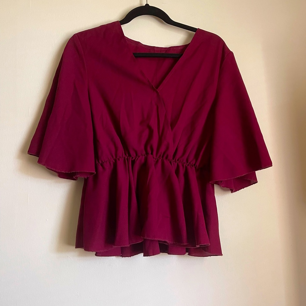 SHEIN women’s top peplum red wine short sleeve size 0XL